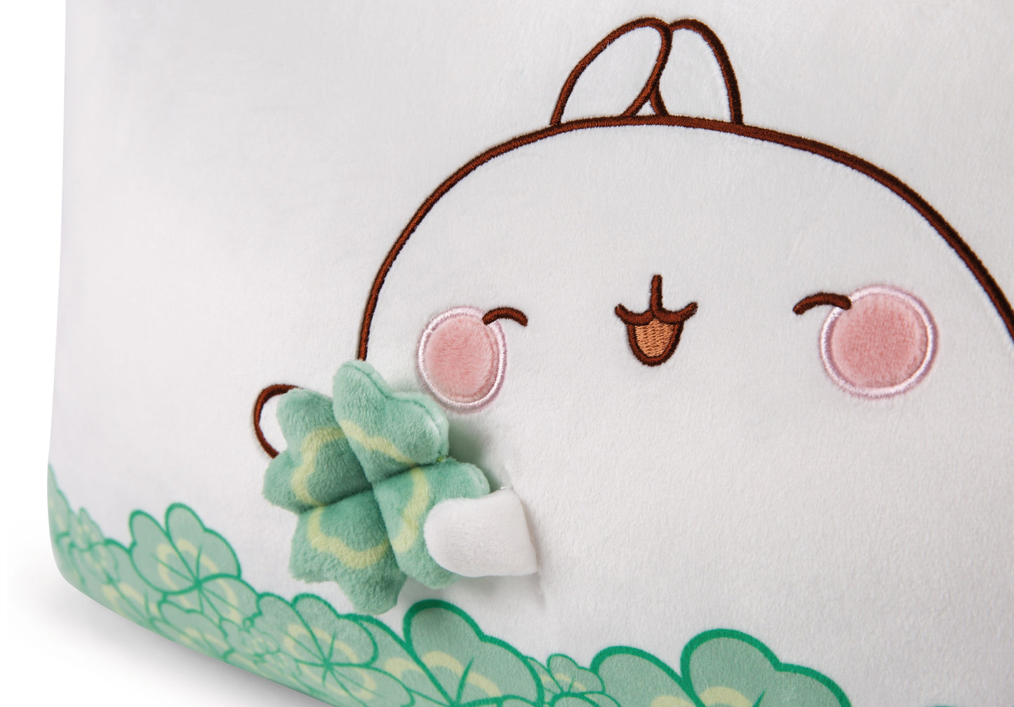 Molang - Molang mit Kleeblatt - Plüsch-Kissen - 43x25cm