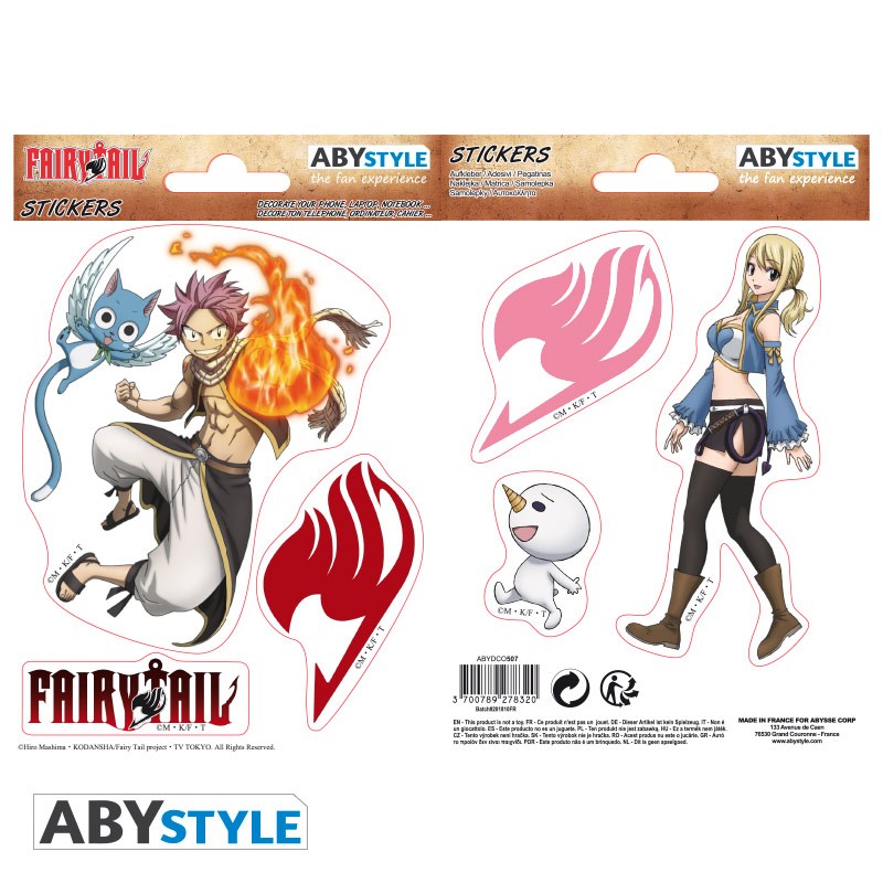 Fairy Tail Sticker - 16 x 11 cm/ 2 Blätter - Natsu & Lucy - AbyStyle