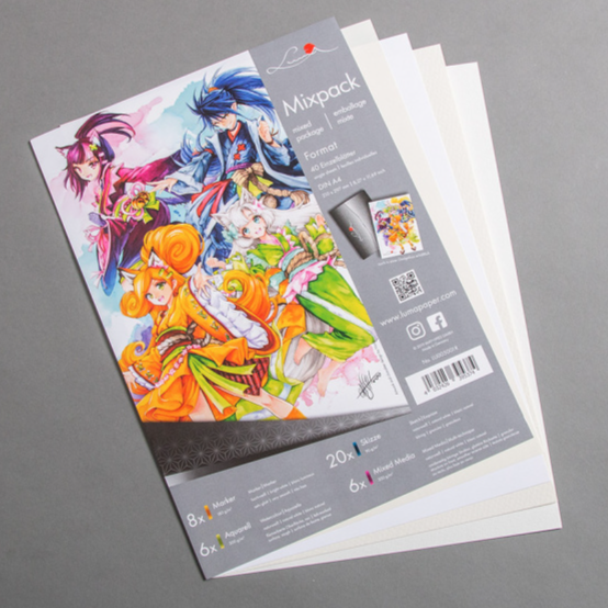 Luma Mixpack DIN A4 - Set mit Skizzenpapier, Markerpapier, Mixed Media Papier und Aquerellpapier