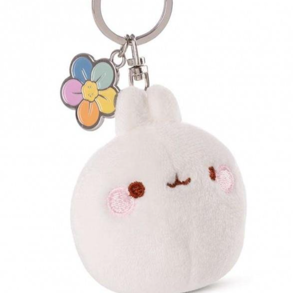 Molang mit Regenbogenblume Anhänger - Schlüsselanhänger
