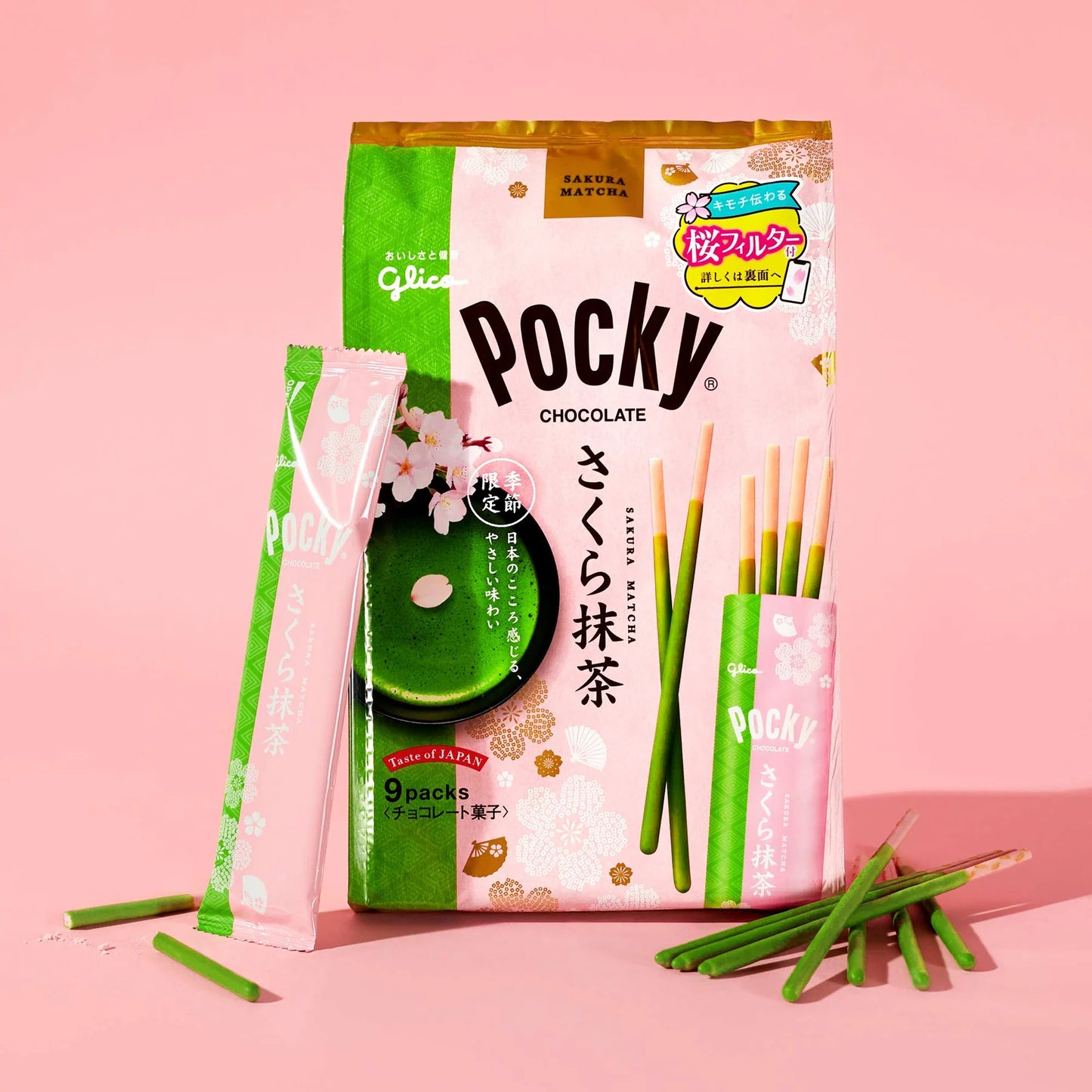 Pocky - Sakura-Matcha - 8er Pack - Glico - 101,6 g