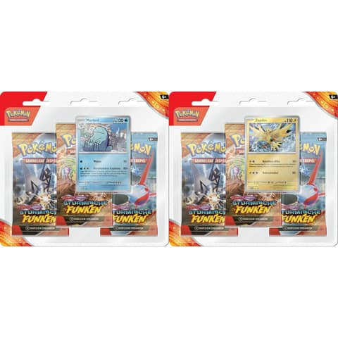 Pokemon TCG Karmesin & Purpur Stürmische Funken 3er Blister