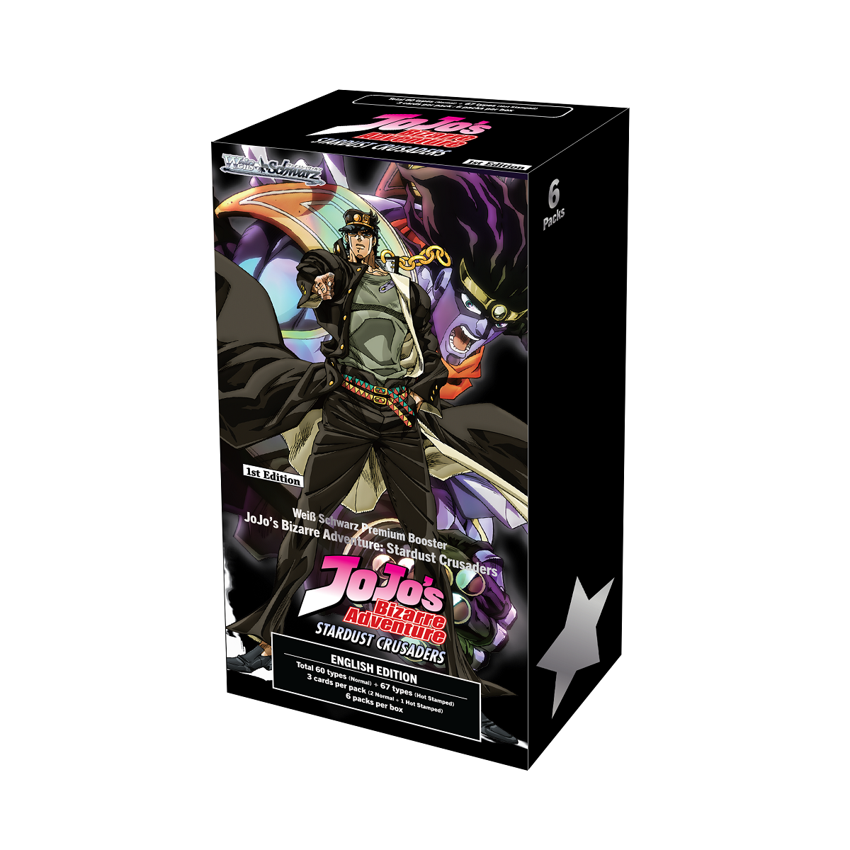 Weiss Schwarz - JoJo’s Bizarre Adventure: Stardust Crusaders - Premium Booster Display (6 Booster mit je 3 Karten) - Englische Version